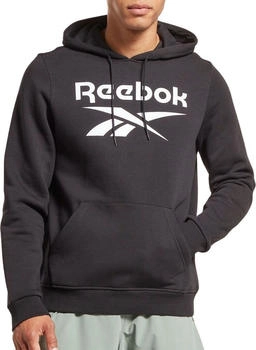 Reebok Identity Fleece Stacked Logo Kapuzenpullover schwarz weiß