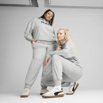 Puma Essentials Small No1 Logo Comfort High-Waist Fleece Jogginghose light gray heather