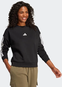 Adidas Essentials Fleece 3S Damen Sweatshirt pechschwarz wei&szlig;