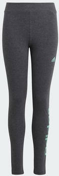 Adidas Linear Logo Baumwoll-Leggings dunkelgrau-meliert easy green
