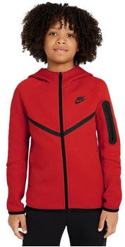 Nike Sportswear Tech Fleece Hoodie mit durchgehendem Rei&szlig;verschluss f&uuml;r &auml;ltere Kinder - Rot HV5867-657