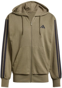 Adidas Essentials 3-Streifen French Terry Kapuzenjacke Olive Strata / Black M (JD1875)