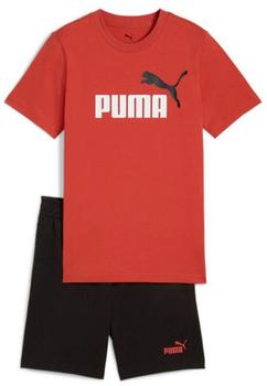 Puma Essentials Color No Logo T-Shirt Shorts Set rot feuer