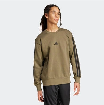 Adidas Essential Three Stripes Fleece Sweatshirt olive schwarz