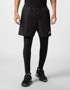 Plein Sport Tight M 2-in-1-Laufshorts PP3483 schwarz