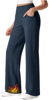 G4Free Thermohose Gefüttert Hohe Taille mit Taschen Weites Bein dunkelblau