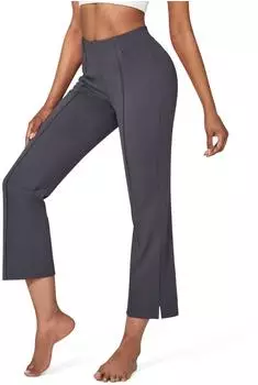 G4Free Yoga Hosen Stretch mit Taschen Hohe Taille Weites Bein dunkelgrau