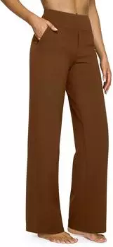 G4Free Yoga Hose mit hohem Bund und weitem Bein (GF23J172) dunkelbraun