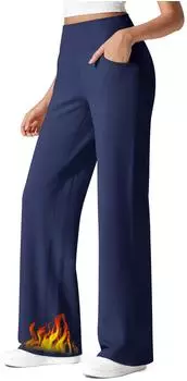 G4Free Gerade Yogahose gef&uuml;ttert mit hoher Taille (G4Free-StraightLegYogaPants) royal blue