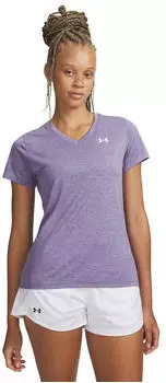 Under Armour Women's UA Tech Twist V-Neck Kurzarm (1384227) purple luxe/wei&szlig;