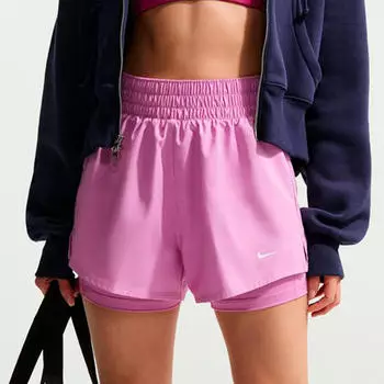 Nike One Dri-FIT 2-in-1-Shorts mit mittelhohem Taillenbund Damen DX6016 rosa