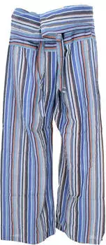 Guru-Shop Thai Fischerhose Gestreift Relaxed Fit (36339) taubenblau