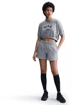 Nike Phoenix Fleece Mid-Waist Shorts (IH2108-063) dk grey heather/sail