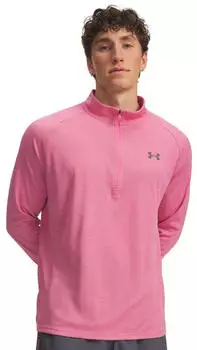 Under Armour Tech Textured 1/2 Zip (1382797-637) pink frenzy/castlerock
