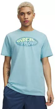 Under Armour Oval WSS Kurzarm T-Shirt (6011075-425) blue haze/lumos lime