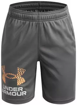 Under Armour Boys' UA Tech Logo Shorts (1383333-709) clay green/orange bloc