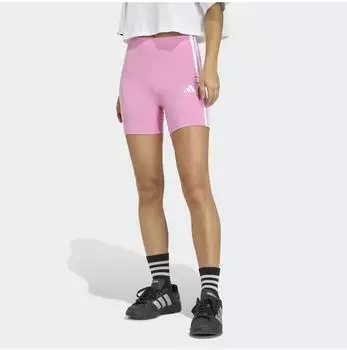 Adidas Essentials 3-Stripes High-Waisted Biker Shorts Kurze Leggings, Slim Fit (KT1625) st tropic bloom/wei&szlig;