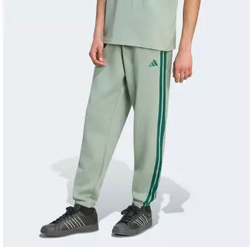 Adidas Essentials 3-Stripes Fleece Tapered Cuffed Jogginghose (KY4136) silver green/collegiate green