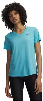 Under Armour Women's UA Tech Twist V-Neck Kurzarm (1384227) fresco blue/blackout navy