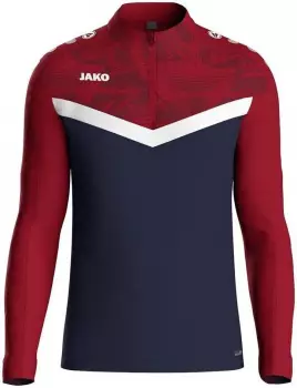 JAKO Iconic Ziptop Langarmshirt (8624) marineblau/chili rot