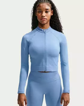 Nike W NP DF SMLS FZ MIDLAYER Slim Fit Sweatjacke (IO4466) work blau