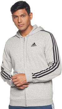 Adidas Men Sportswear Essentials French Terry 3-Stripes Full-Zip Hoodie medium grey heather (GK9034)