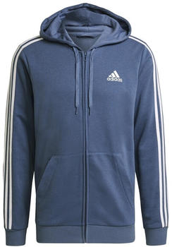 Adidas Men Sportswear Essentials French Terry 3-Stripes Full-Zip Hoodie crew blue/white (GK9035)