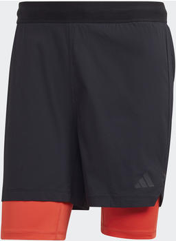 Adidas Man Power Workout Two-in-One Shorts 5" black/bright red/black (HY0778)