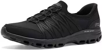 Skechers Glide-Step Comfort Steady Grace black ripstop knit suede