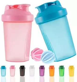 LuxusKollektion Protein Shaker Flasche 400ml, auslaufsicher, BPA-frei, 2er-Set