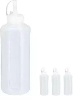 Relaxdays Quetschflasche 4er-Set, transparent, 1000ml