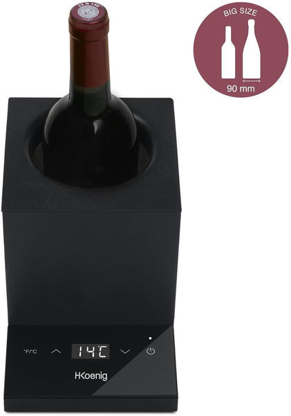 H. Koenig Weinkühler LVX26, Weißwein, Rotwein, Rosé, Champagner, bis zu 9 cm Durchmesser, Von 5° bis 18° Celsius - schwarz Edelstahl LVX26