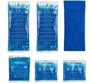 Relaxdays K&uuml;hlpads 5er-Set mit H&uuml;lle, blau