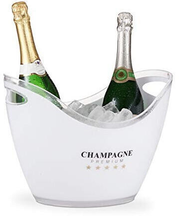 Relaxdays Sektkühler, Champagne Premium, 6L Volumen, Getränke Kühlen, Champagnerkühler Hxbxt: 25,5 X 34,5 X 26 Cm, Weiß