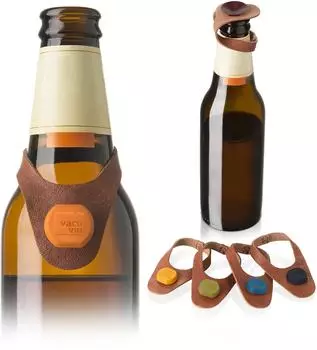 Vacu Vin Flaschenmarker & Stopfen Leder, 6er-Set (18880606)