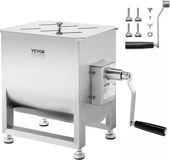 VEVOR Manueller Fleischmischer 30L, Edelstahl, mit Untersetzungsgetriebe