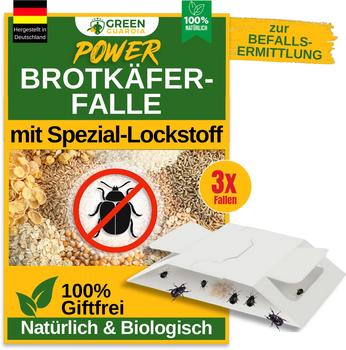 Green Guardia Brotk&auml;fer Falle mit Spezial-Lockstoff & starker Klebefl&auml;che, chemiefrei 3 x Fallen