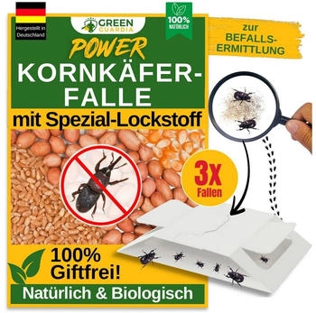 Green Guardia Kornk&auml;fer Falle mit Spezial-Lockstoff & starker Klebefl&auml;che, chemiefrei 3 x