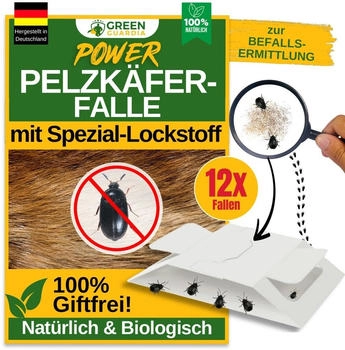 Green Guardia Pelzk&auml;fer Falle mit Spezial-Lockstoff & starker Klebefl&auml;che, chemiefrei 12 x Fallen