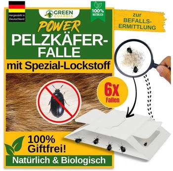 Green Guardia Pelzk&auml;fer Falle mit Spezial-Lockstoff & starker Klebefl&auml;che, chemiefrei 6 x Fallen