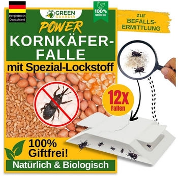 Green Guardia Kornk&auml;fer Falle mit Spezial-Lockstoff & starker Klebefl&auml;che, chemiefrei 12 x