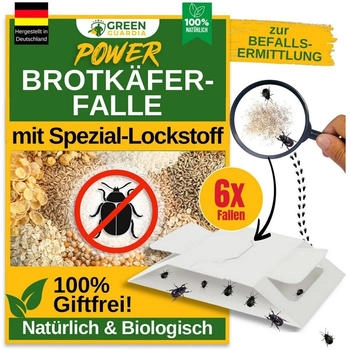 Green Guardia Brotk&auml;fer Falle mit Spezial-Lockstoff & starker Klebefl&auml;che, chemiefrei 6 x Fallen