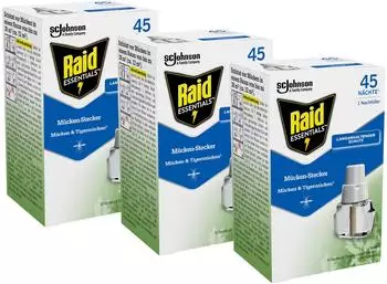 Raid Essentials Mückenstecker Nachfüller pflanzlicher Mückenschutz mit leichtem Zitrusduft 3er Pack 3 x 32 ml