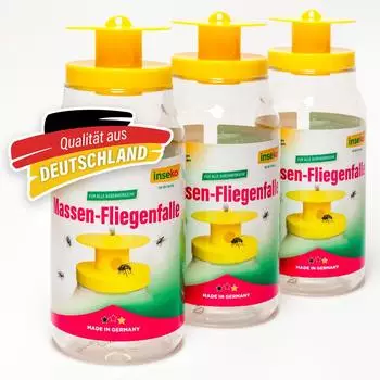 Inseko 3x Massen Fliegenfalle mit Lockstoff für Garten Terrasse und Außenbereich Fliegenabwehr