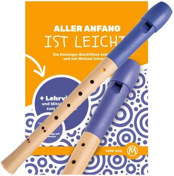 Classic Cantabile Pivella Blockflöte barock blau SET inkl. Flötenschule