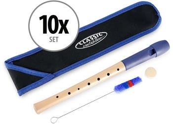 Classic Cantabile Pivella Blockflöte 10er Set blau deutsch