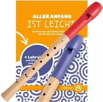 Classic Cantabile Pivella Blockflöte barock rot Set inkl. Flötenschule Aller Anfang ist leicht