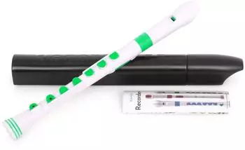 Nuvo Recorder+ Barock-Griffweise, Weiß/Grün, mit Hartschalenkoffer (N320RDWGN)