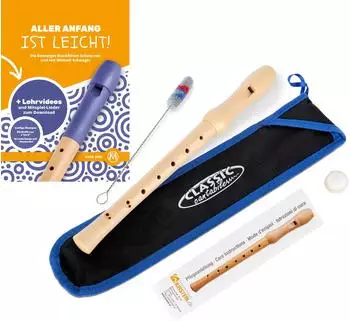 Classic Cantabile Stella Blockflöte Ahorn barock Set inkl. Flötenschule "Aller Anfang ist leicht" Neu