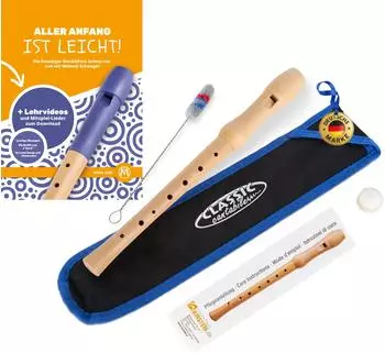 Classic Cantabile Stella Blockflöte Ahorn deutsch Set inkl. Flötenschule "Aller Anfang ist leicht" Neu